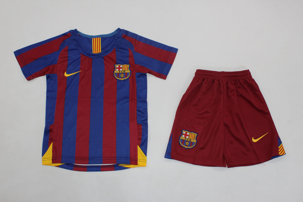 Kit Barcelona Home Conjunto Infantil 05/06 (Versão Retrô)
