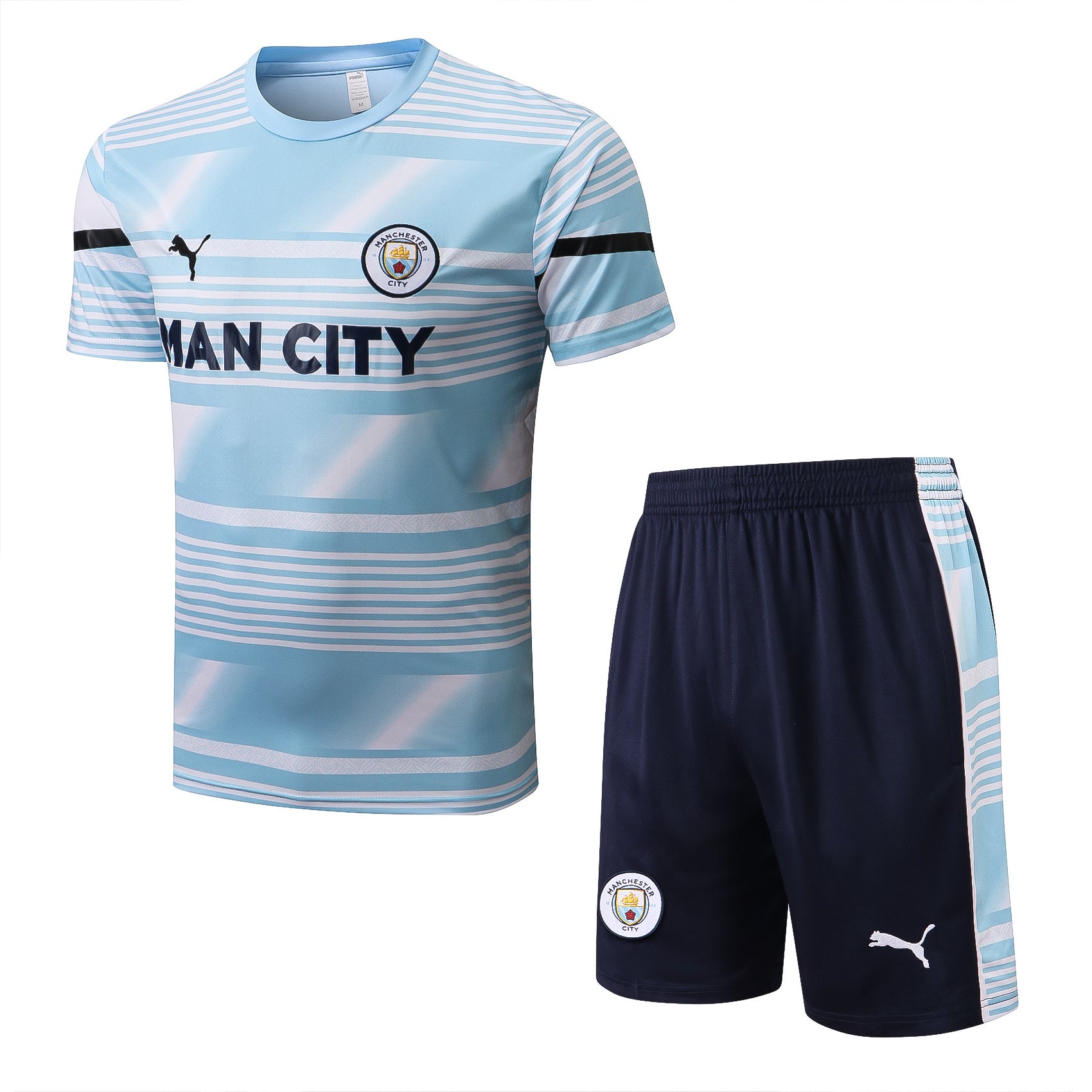 Kit Pre-Treino Manchester City F.C. Conjunto Adulto/Infantil (Versão Torcedor)