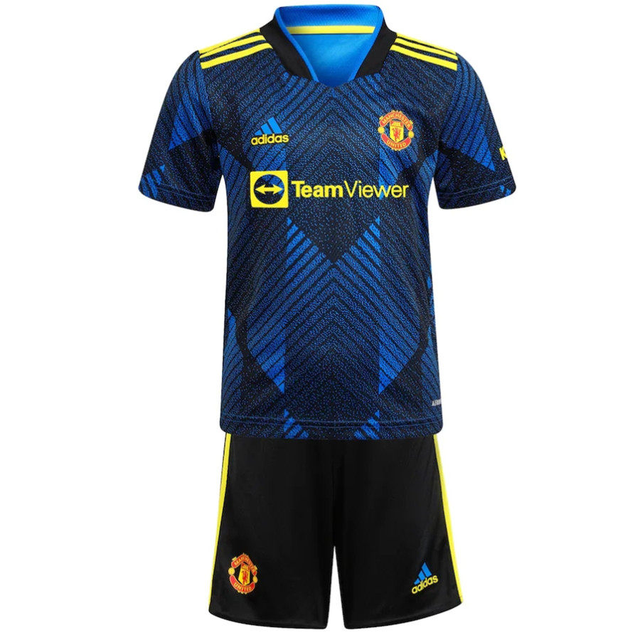 Kit Manchester United Third 21/22 Conjunto Infantil (Versão Curta Retrô)