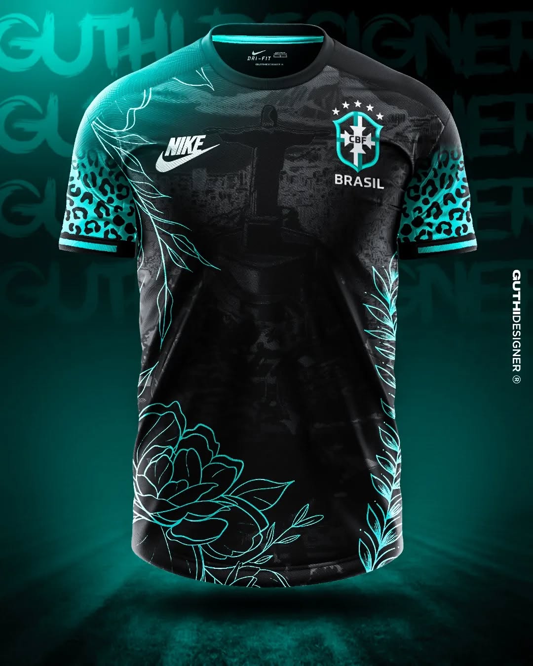 Camisa Seleção Brasileira "Black-Cyan Art" (Versão Jogador) | EDIÇÃO ESPECIAL