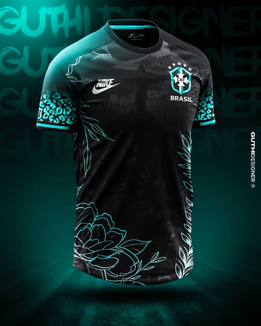 Camisa Seleção Brasileira "Black-Cyan Art" (Versão Jogador) | EDIÇÃO ESPECIAL