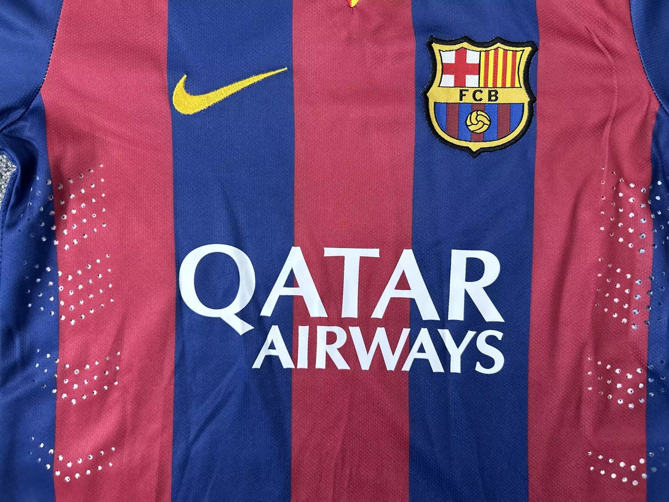 Kit Barcelona Home 14/15 Conjunto Infantil (Versão Manga Longa Retrô)