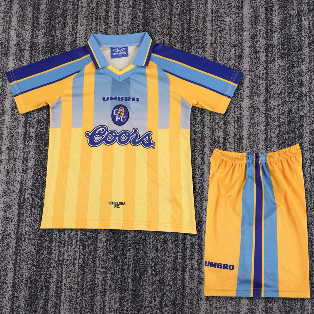 Kit Chelsea F.C. Away 1995/1997 Conjunto Infantil (Versão Torcedor Retro)