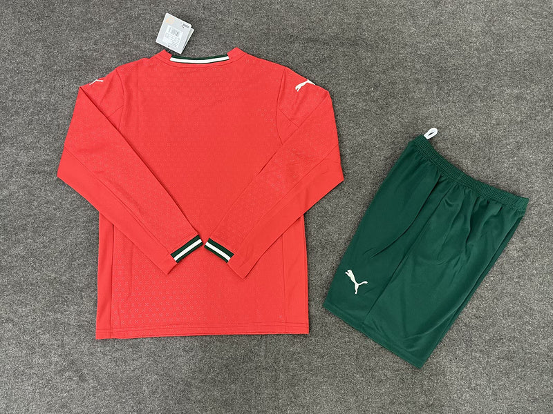 Kit Seleção Portuguesa Home 25/26 Conjunto Infantil (Versão Manga Longa Torcedor)