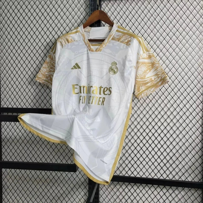 CAMISOLA REAL MADRID EDIÇÃO ESPECIAL LIMITADA DOURADA 23/24 homem