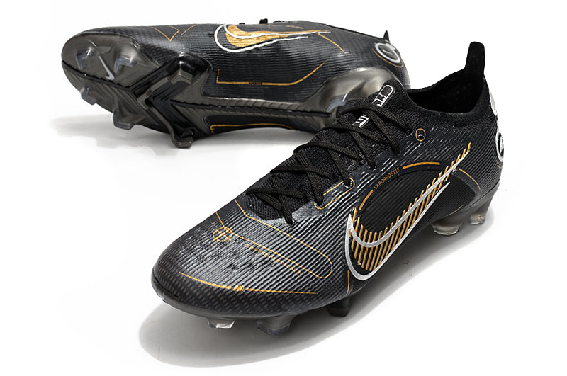 Chuteira de Campo Nike AIR Zoom Mercurial Vapor 14 Elite Black Gold Logo| Football Boots