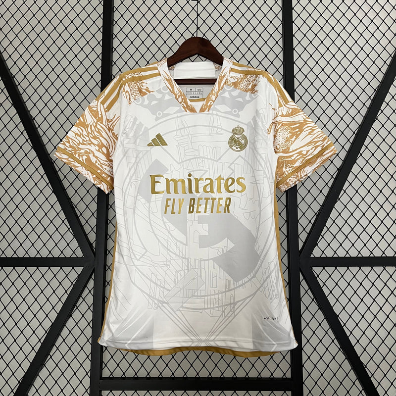 CAMISOLA REAL MADRID EDIÇÃO ESPECIAL LIMITADA DOURADA 23/24 homem