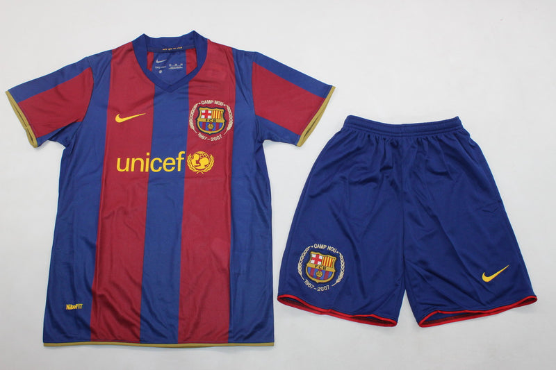Kit Barcelona Home Conjunto Infantil 07/08 (Versão Retrô)