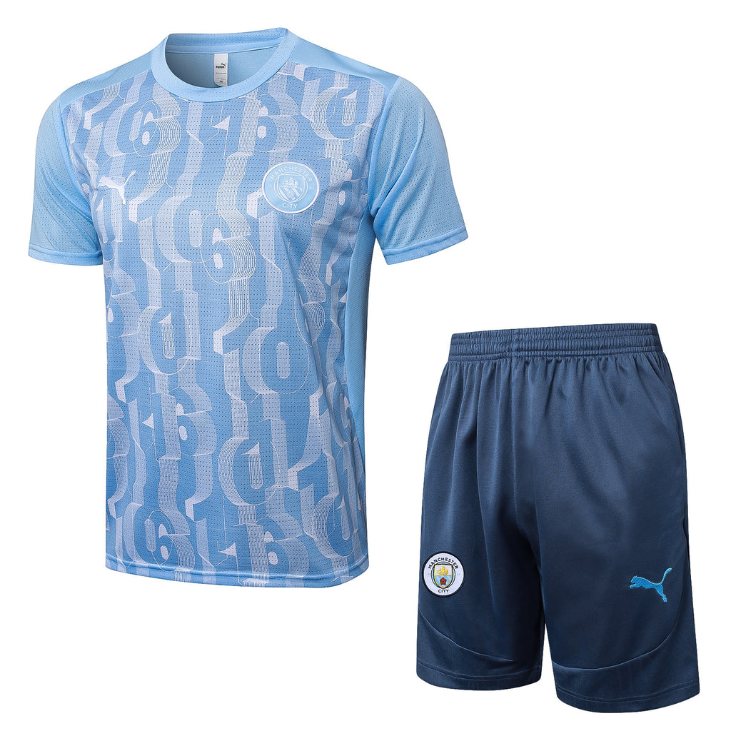 Kit Pre-Treino Manchester City F.C. Conjunto Adulto/Infantil (Versão Torcedor)