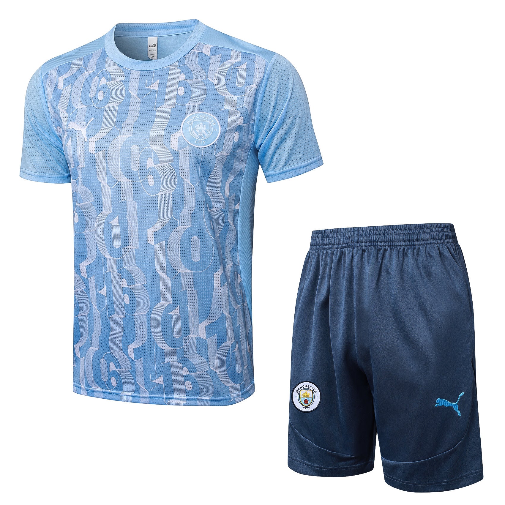 Kit Pre-Treino Manchester City F.C. Conjunto Adulto/Infantil (Versão Torcedor)