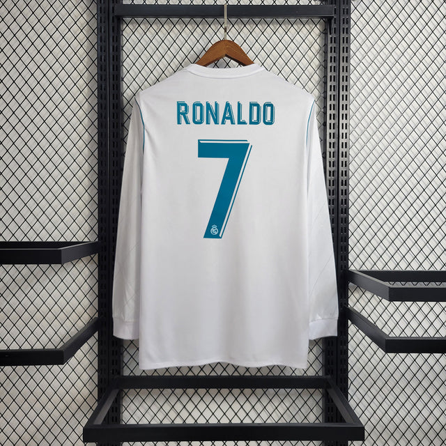Camisa Real Madrid Home 17/18 (Versão Manga Longa Torcedor Retrô)