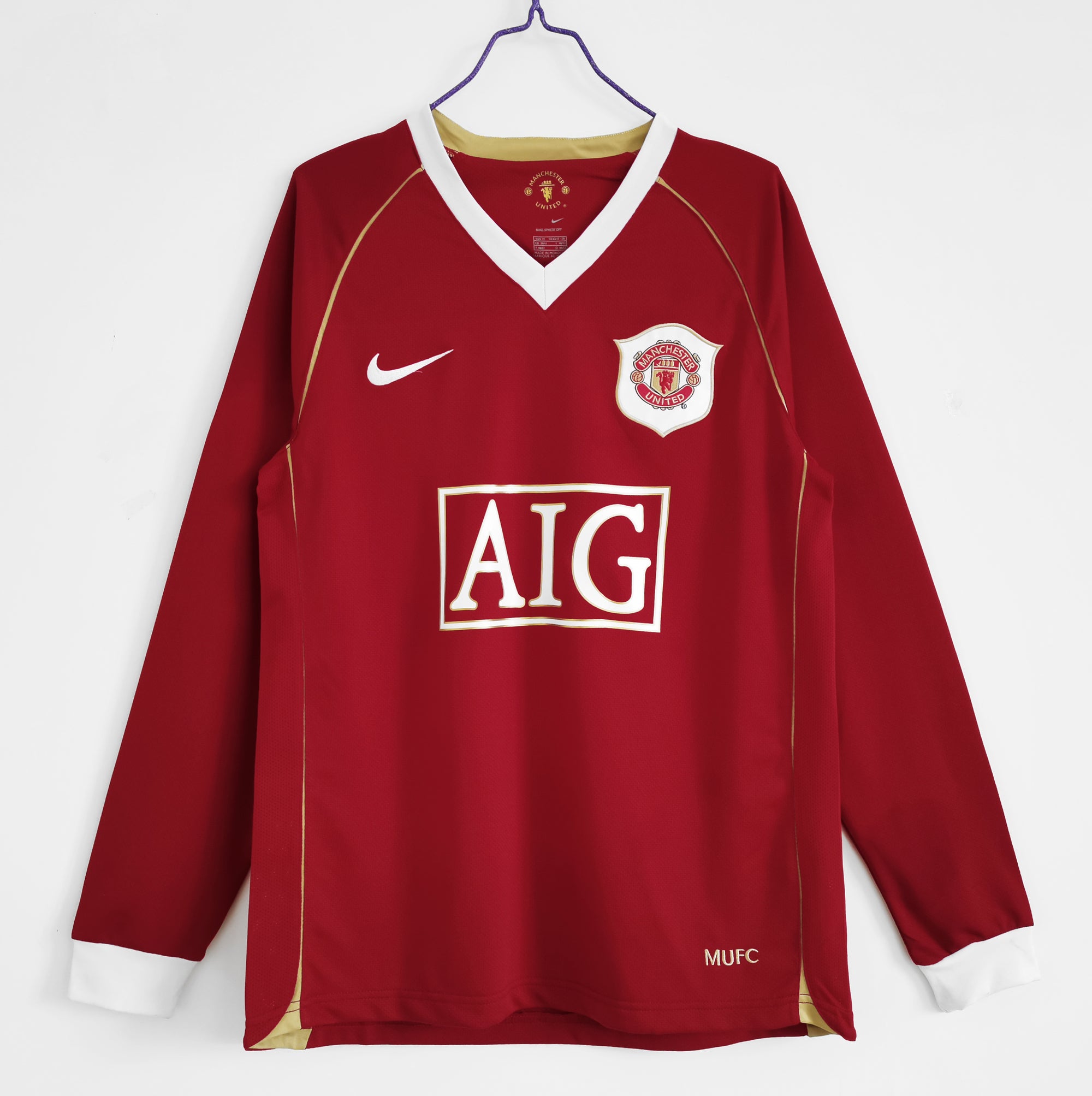 Camisa Manchester United Home 06/07 (Versão Manga Longa Retrô)
