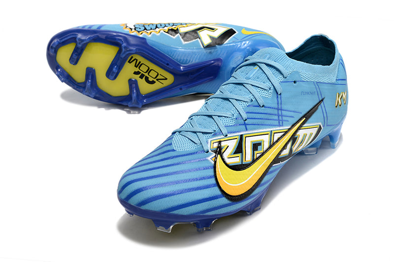 Chuteiras de futebol de campo firmes Kylian Mbappé x Nike Air Zoom Mercurial Vapor 15 Elite FG - Azul/Amarelo/Preto | Football Boots (Cópia)