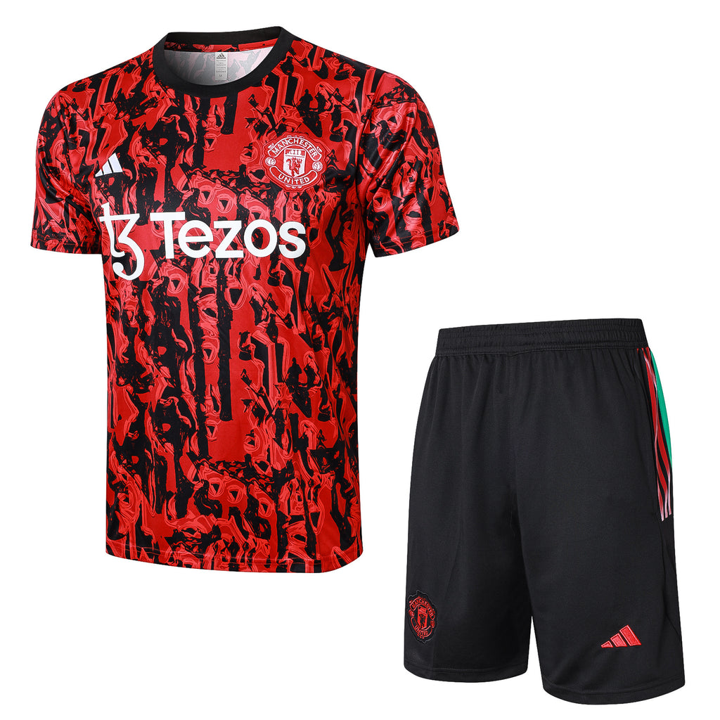 Kit Pre-Treino Manchester United F.C. Conjunto Adulto/Infantil (Versão Torcedor)