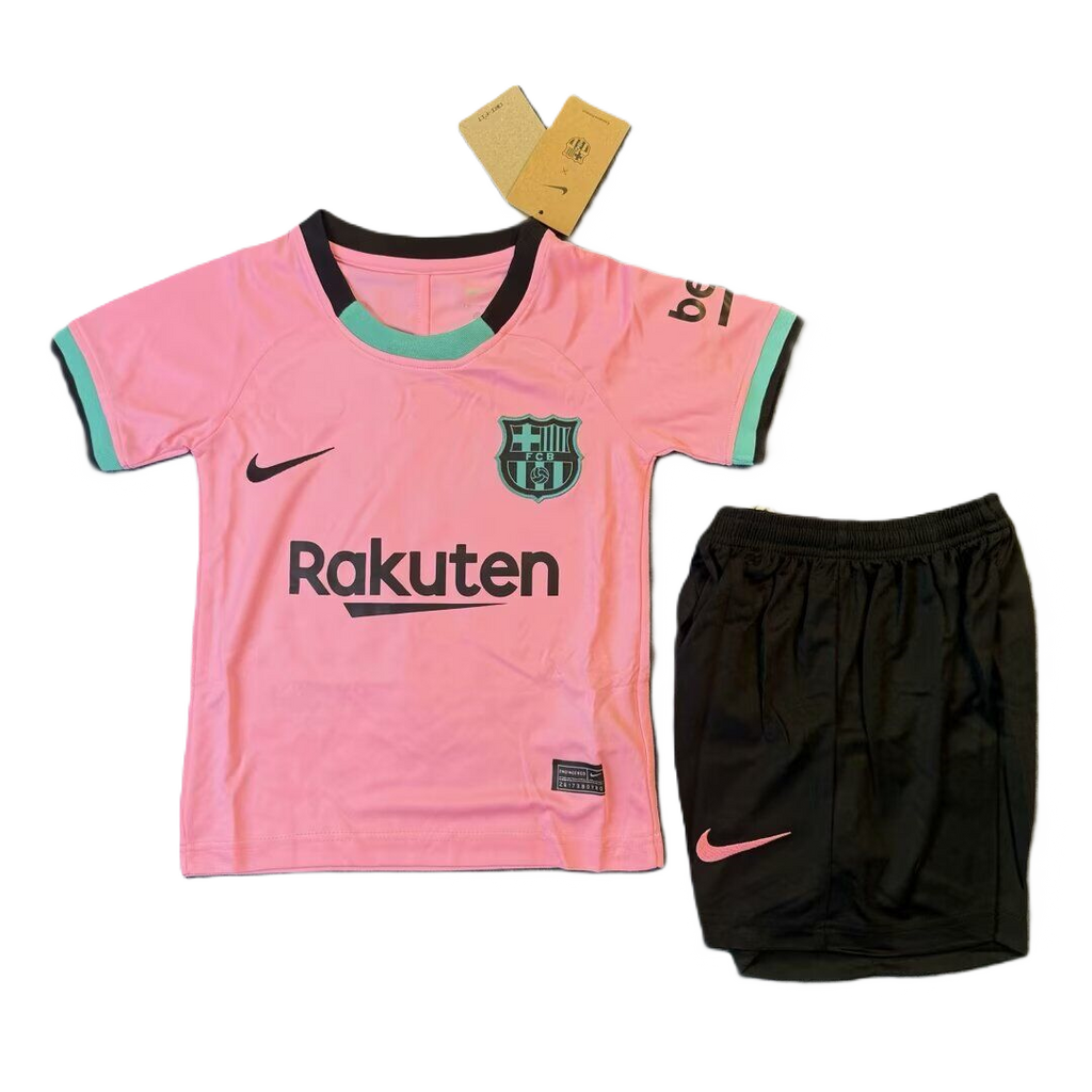 Kit Barcelona Third 20/21 Conjunto Infantil (Versão Retrô)