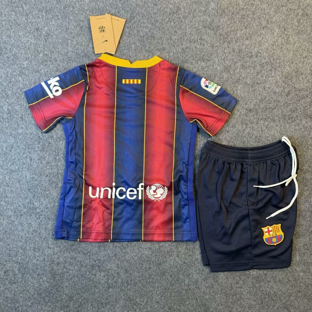 Kit Barcelona Home 20/21 Conjunto Infantil (Versão Retrô)