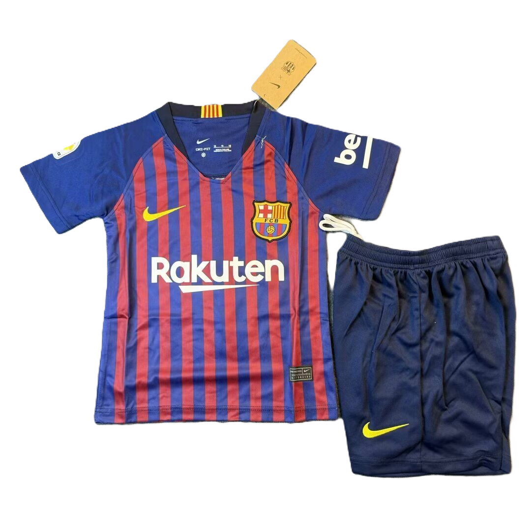 Kit Barcelona Home 18/19 Conjunto Infantil (Versão Retrô)
