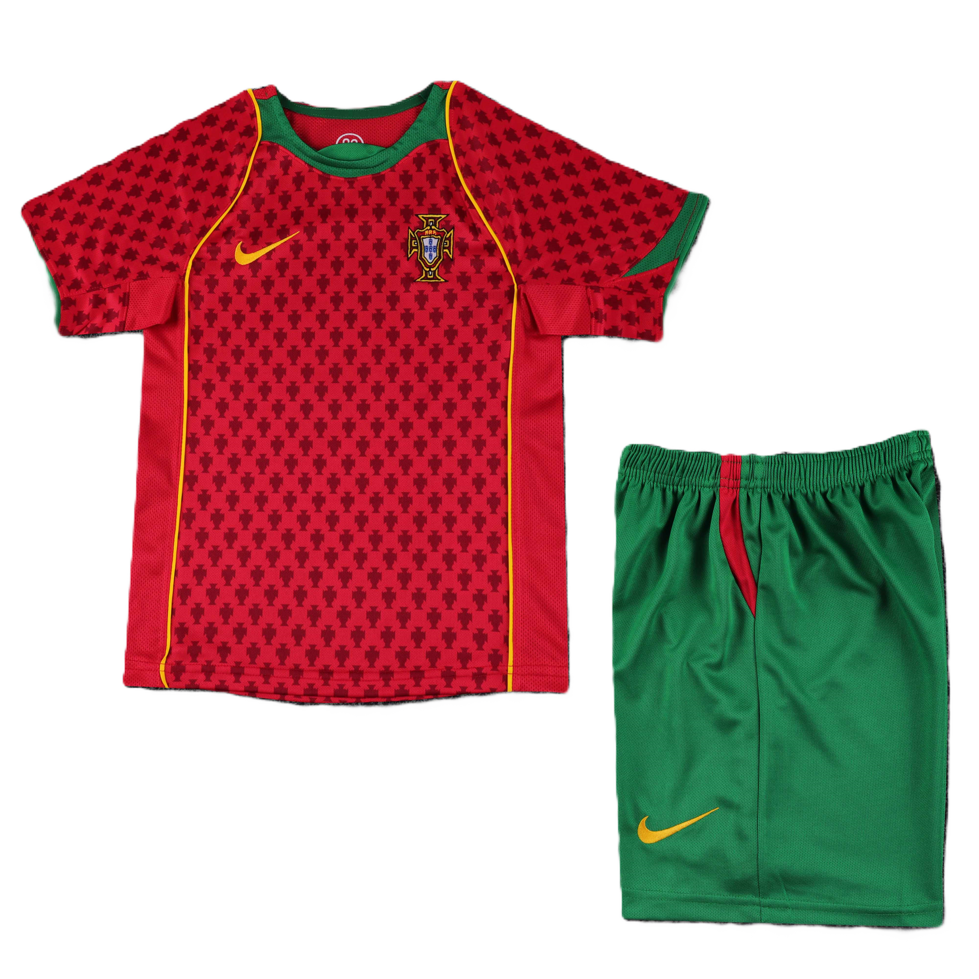 Kit Seleção Portuguesa Home 2004 Conjunto Infantil (Versão Curta Retrô)