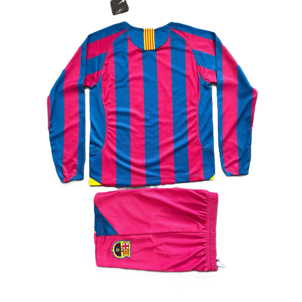 Kit Barcelona Home Conjunto Infantil 05/06 (Versão Manga Longa Retrô)