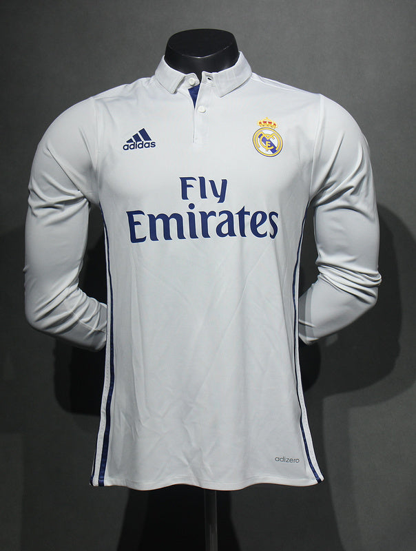 Camisa Real Madrid Home 16/17 (Versão Manga Longa Jogador Retrô)