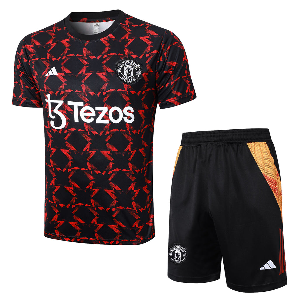 Kit Pre-Treino Manchester United F.C. Conjunto Adulto/Infantil (Versão Torcedor)