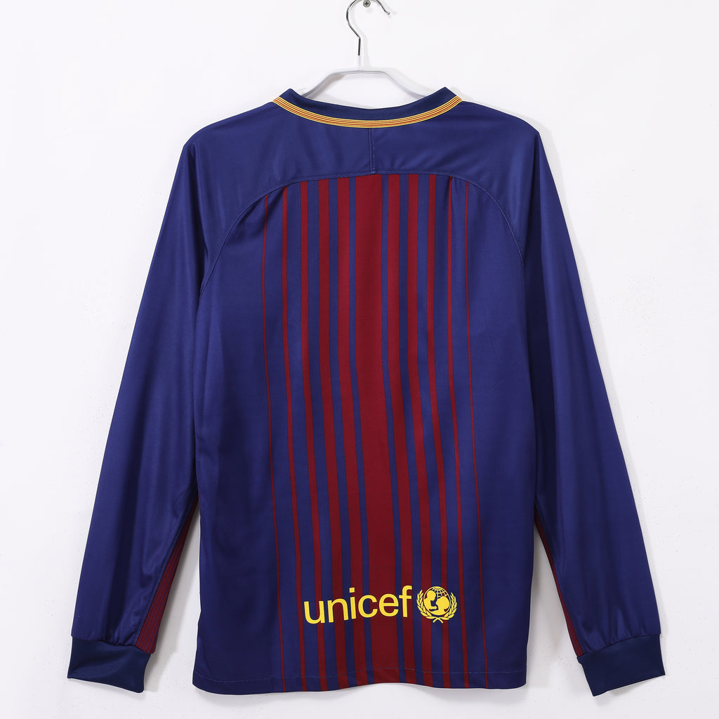 Camisa Barcelona Home 17/18 (Versão Manga Longa Retrô)