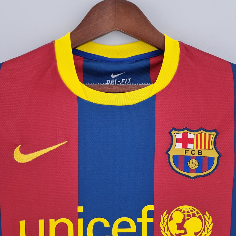 Camisa Barcelona Home 10/11 (Versão Manga Longa Retrô)
