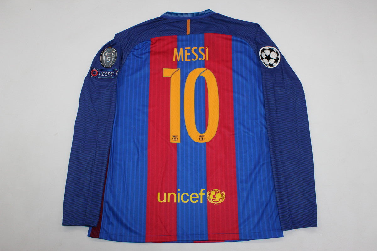 Camisa Barcelona Home 16/17 (Versão Manga Longa Retrô)
