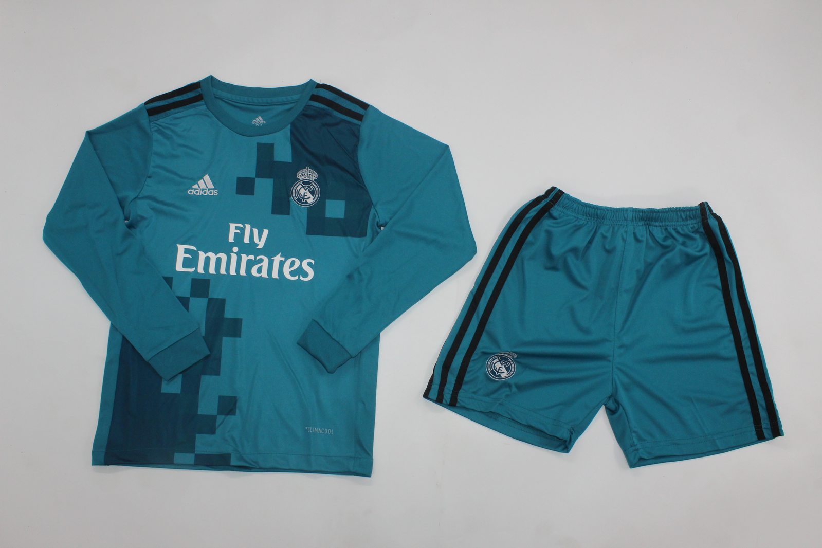 Kit Real Madrid Third 17/18 Conjunto Infantil (Versão Manga Longa Retrô)