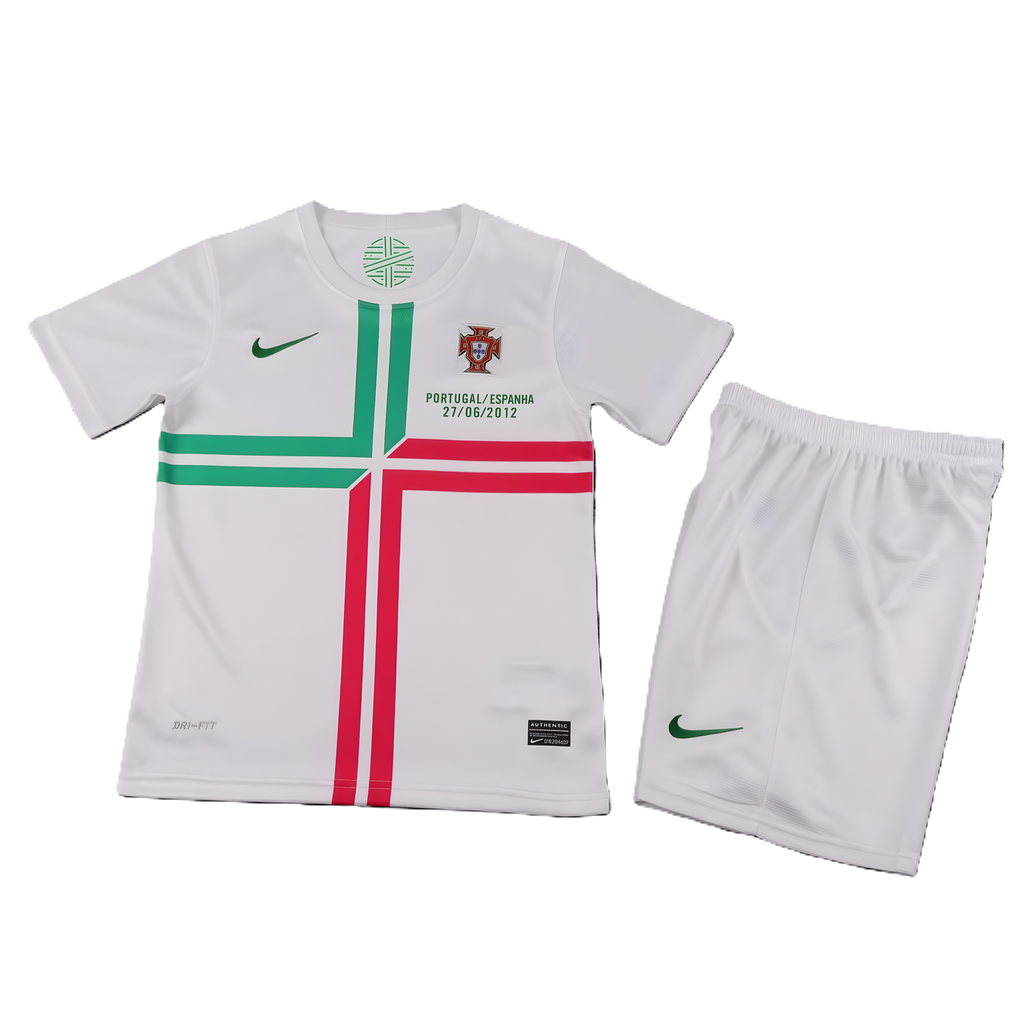 Kit Seleção Portuguesa Away 2012 Conjunto Infantil (Versão Curta Retrô)
