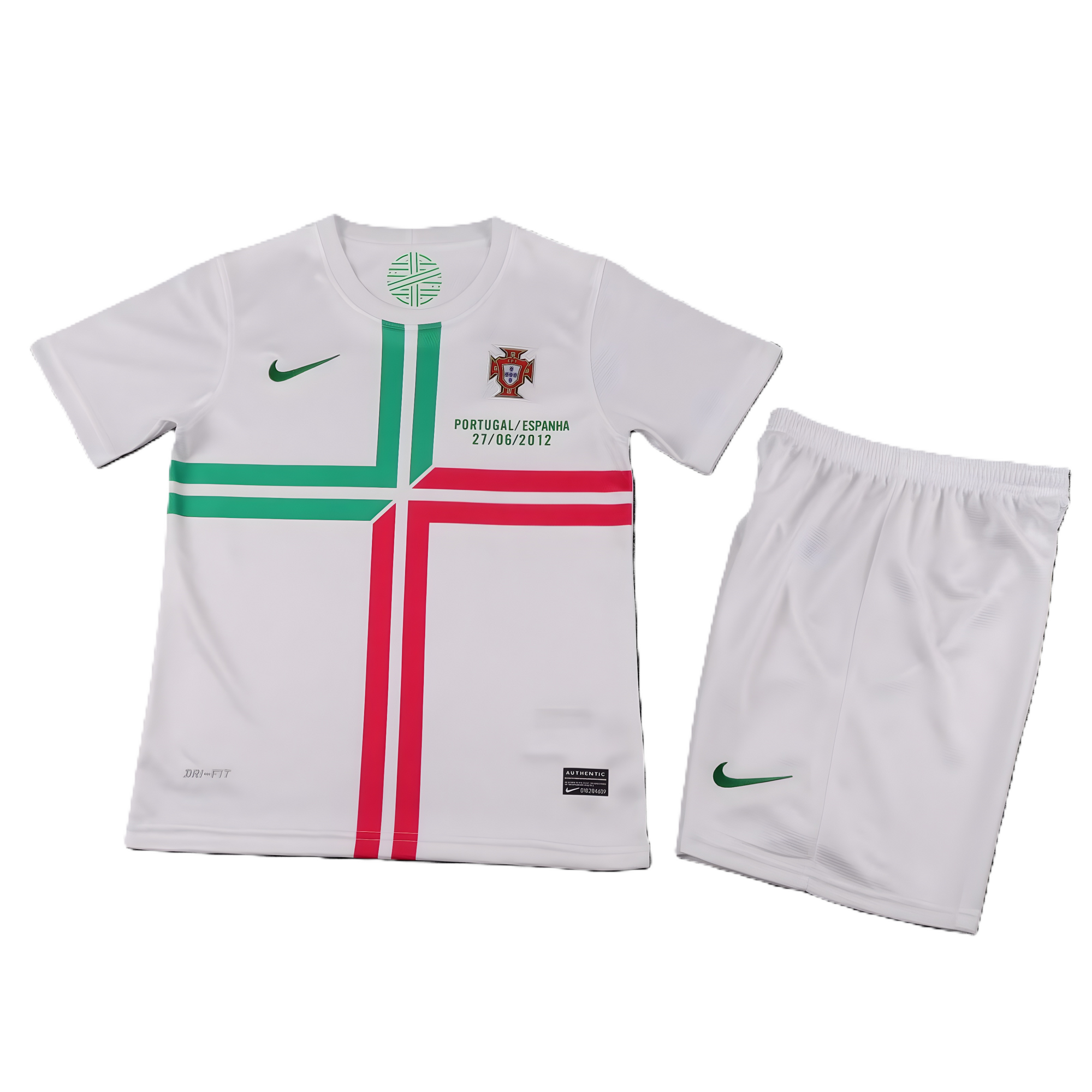Kit Seleção Portuguesa Away 2012 Conjunto Infantil (Versão Curta Retrô)