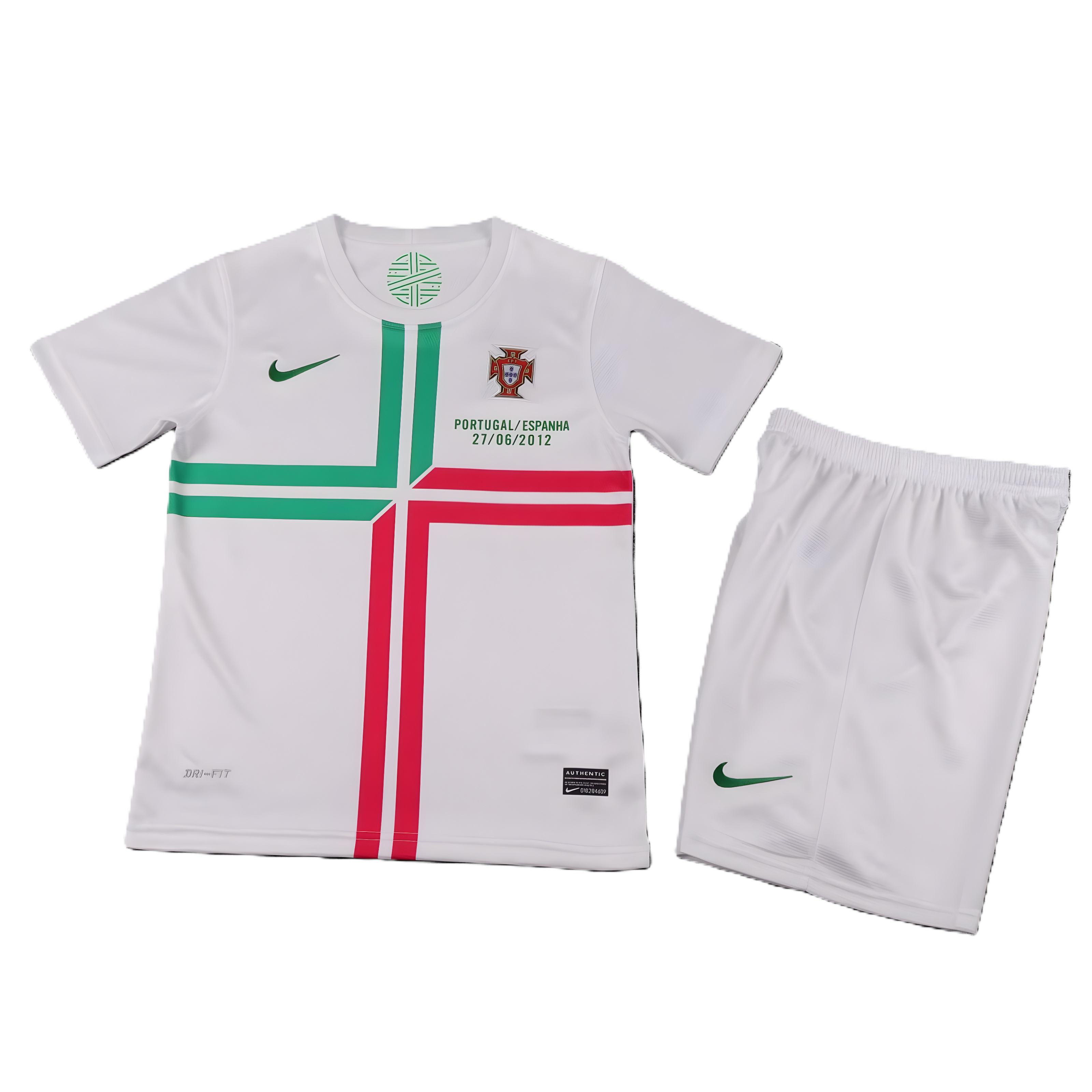 Kit Seleção Portuguesa Away 2012 Conjunto Infantil (Versão Curta Retrô)