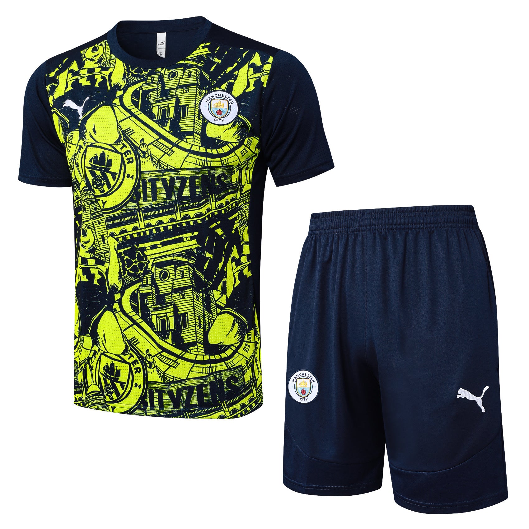 Kit Pre-Treino Manchester City F.C. Conjunto Adulto/Infantil (Versão Torcedor)