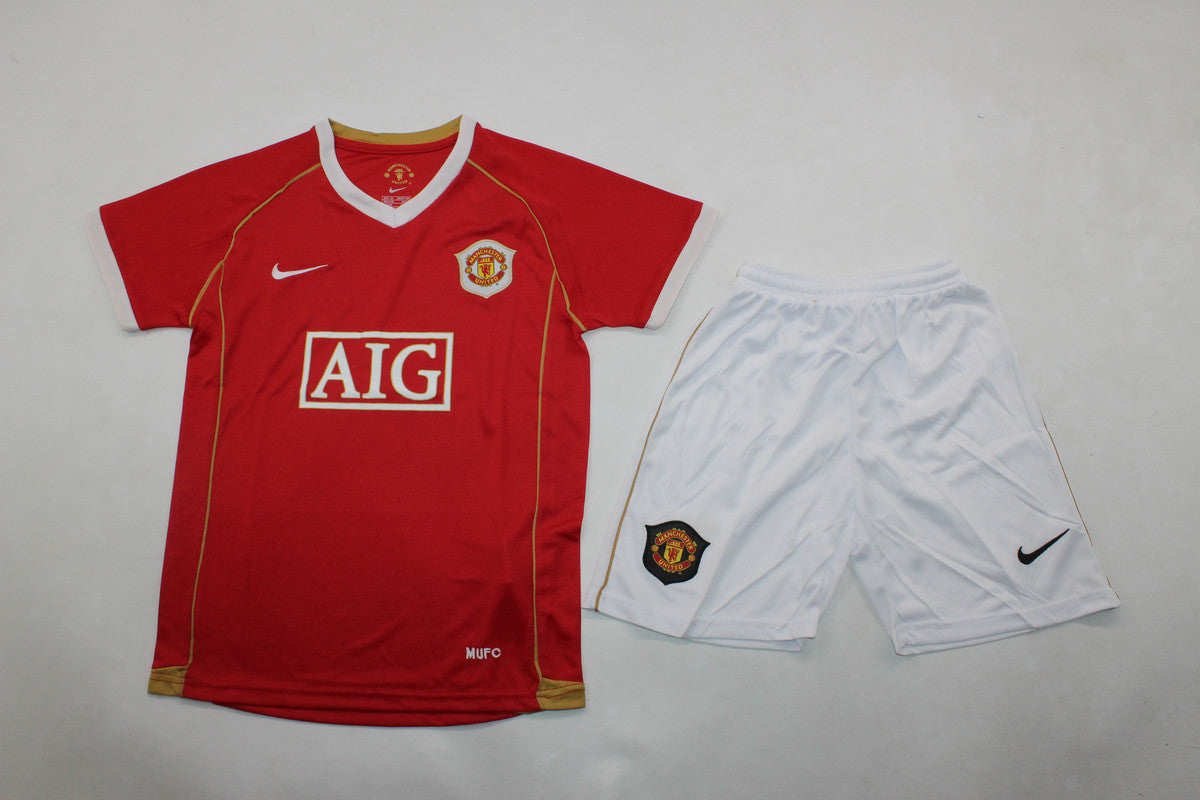 Camisa Manchester United Home 06/07 Conjunto Infantil (Versão Retrô)