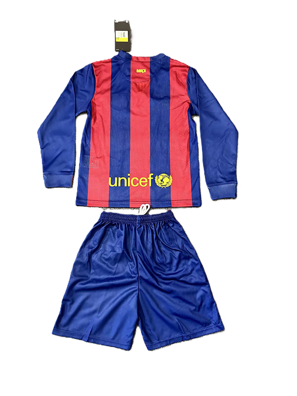 Kit Barcelona Home 14/15 Conjunto Infantil (Versão Manga Longa Retrô)