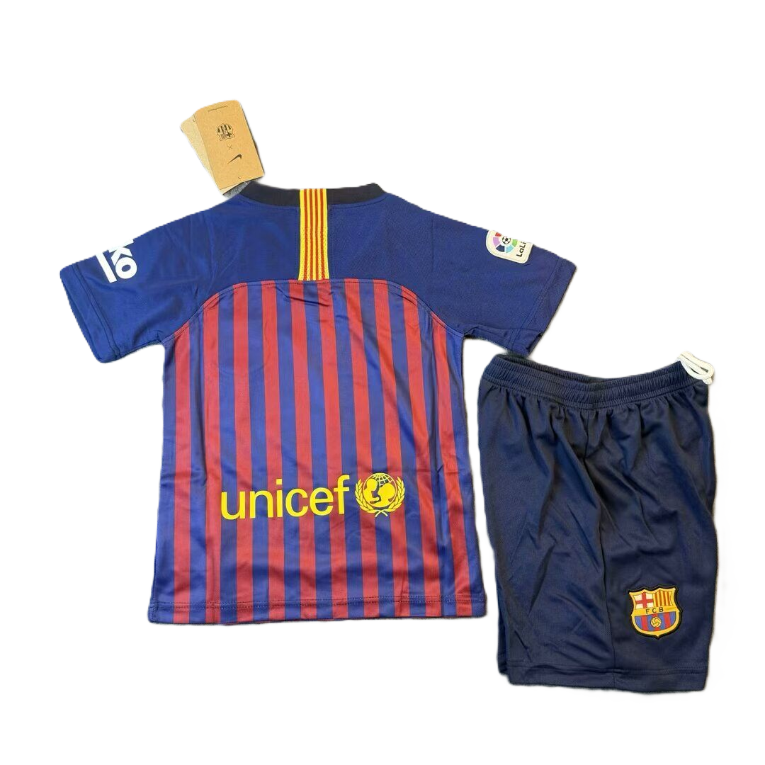 Kit Barcelona Home 18/19 Conjunto Infantil (Versão Retrô)