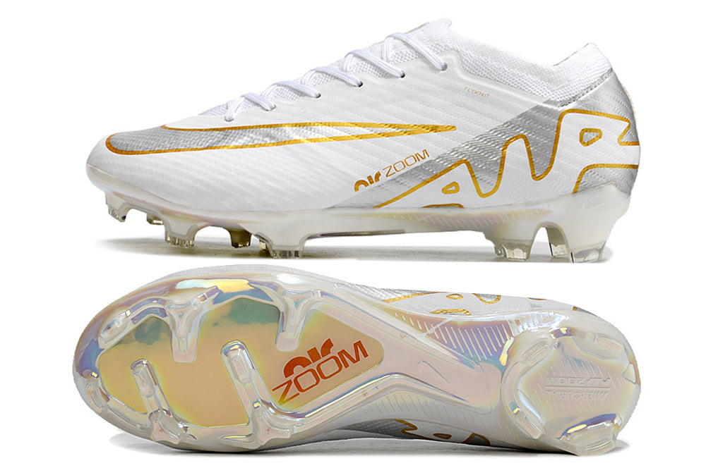 Nike Zoom Mercurial Vapor 15 Elite FG White, Silver and Gold Football Boots | Football Boots