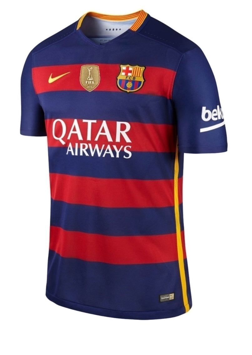 Camisa Barcelona FIFA WORLD CHAMPIONS Home 15-17 (Versão Retrô)